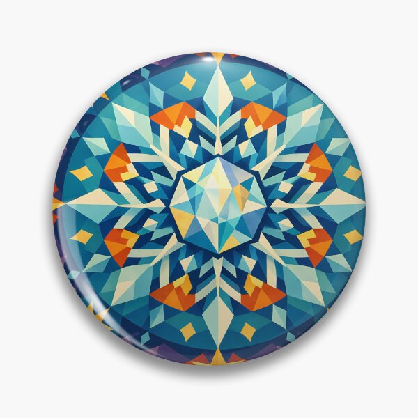 Item preview, Geometric Snowflake Mandala in Teal and Gold designed and sold by InkSmithery.