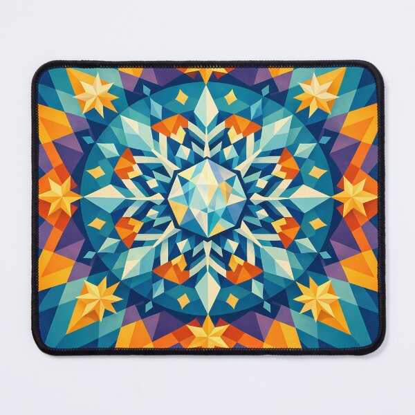 Item preview, Geometric Snowflake Mandala in Teal and Gold designed and sold by InkSmithery.