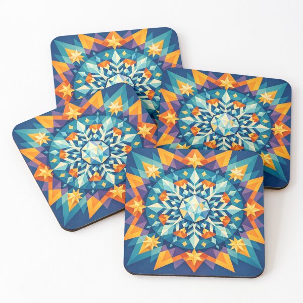 Item preview, Geometric Snowflake Mandala in Teal and Gold designed and sold by InkSmithery.
