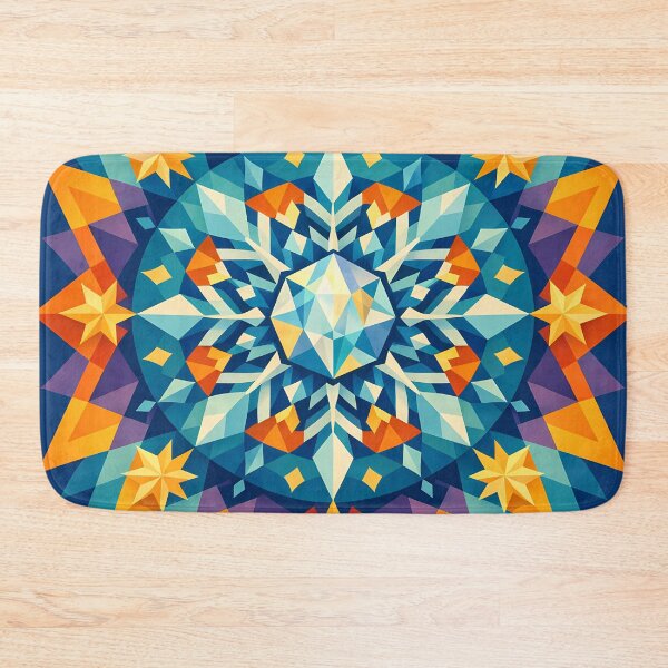 Item preview, Geometric Snowflake Mandala in Teal and Gold designed and sold by InkSmithery.