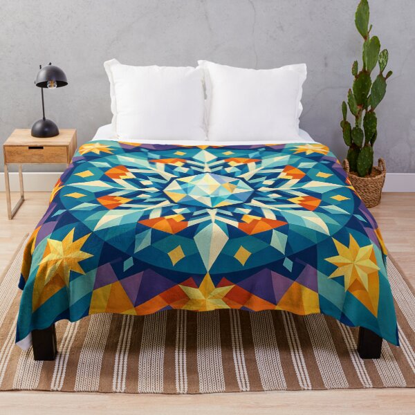 Item preview, Geometric Snowflake Mandala in Teal and Gold designed and sold by InkSmithery.