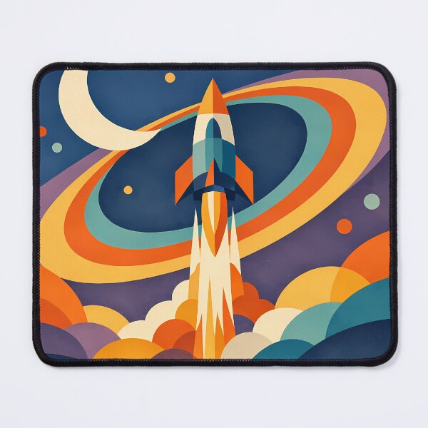 Item preview, Retro Rocket Launch with Gradient Space Rings designed and sold by InkSmithery.