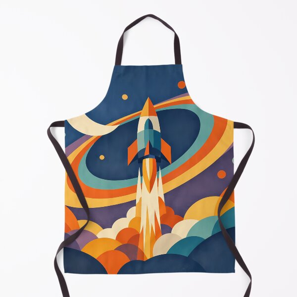 Item preview, Retro Rocket Launch with Gradient Space Rings designed and sold by InkSmithery.