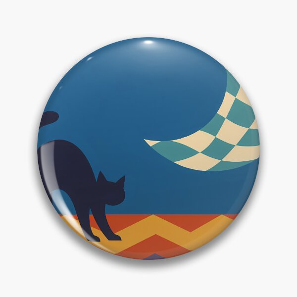 Item preview, Black Cat Under Checkered Crescent Moon designed and sold by InkSmithery.