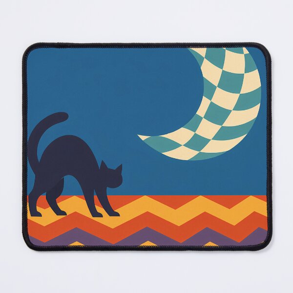 Item preview, Black Cat Under Checkered Crescent Moon designed and sold by InkSmithery.