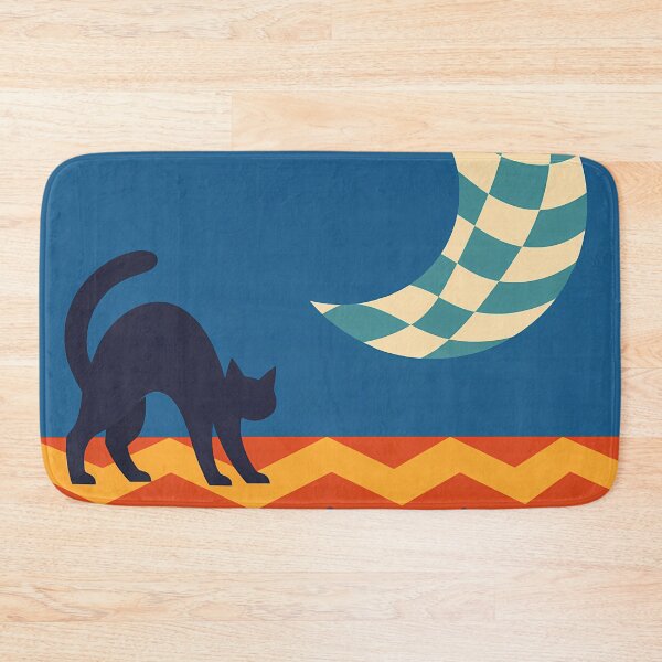 Item preview, Black Cat Under Checkered Crescent Moon designed and sold by InkSmithery.