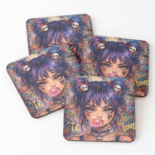 Item preview, Punk Rock Graffiti Girl - Colorful Grunge Anime Street Art designed and sold by myforestfog.