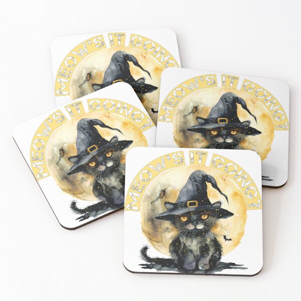 Item preview, Meow's It Going Funny Witch Cat Undersea Halloween Watercolor Design designed and sold by DesignArtist.ia.