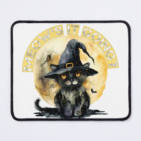 Item preview, Meow's It Going Funny Witch Cat Undersea Halloween Watercolor Design designed and sold by DesignArtist.ia.