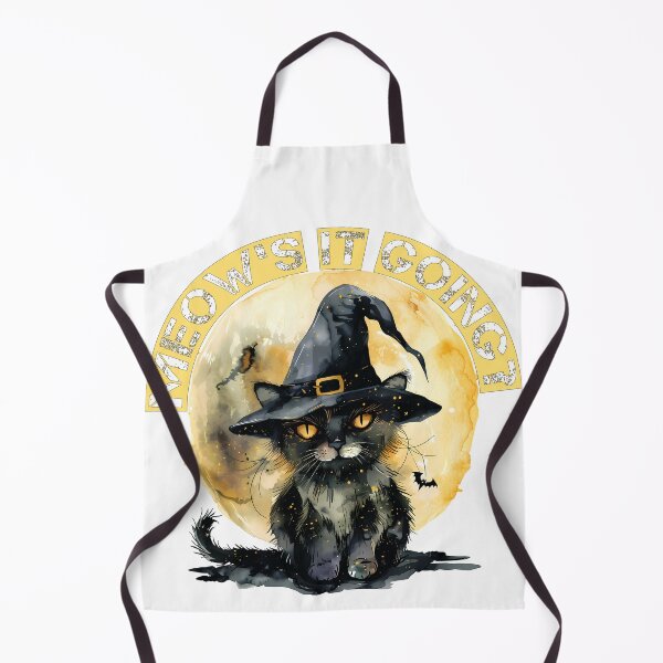 Item preview, Meow's It Going Funny Witch Cat Undersea Halloween Watercolor Design designed and sold by DesignArtist.ia.