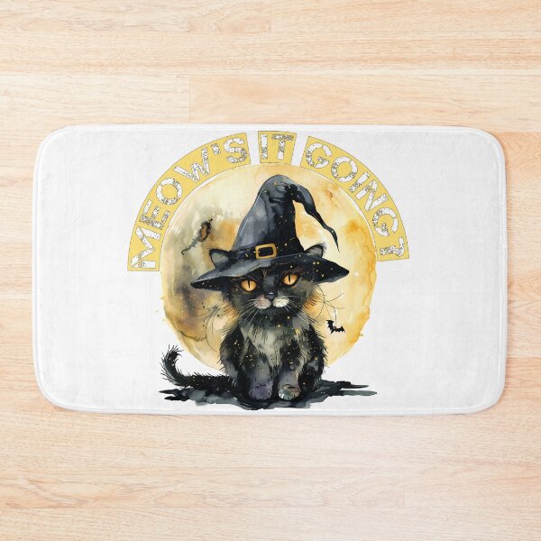 Item preview, Meow's It Going Funny Witch Cat Undersea Halloween Watercolor Design designed and sold by DesignArtist.ia.