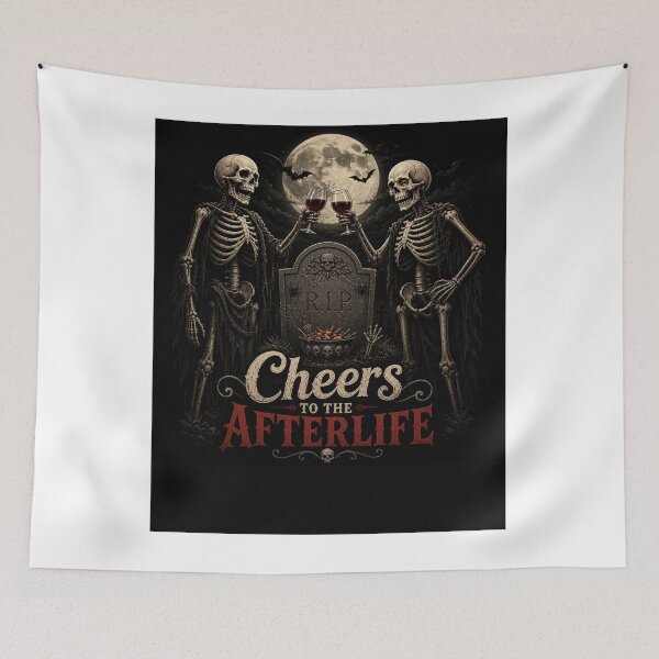 Item preview, Cheers to the Afterlife Gothic Skeleton Halloween Wine Design designed and sold by MotylekAnia.