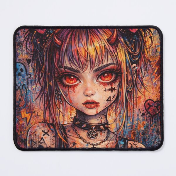 Item preview, Gothic Graffiti Devil Girl - Punk Rock Alternative Anime Street Art designed and sold by myforestfog.