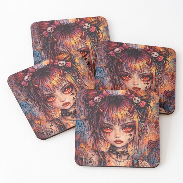 Item preview, Gothic Graffiti Devil Girl - Punk Rock Alternative Anime Street Art designed and sold by myforestfog.