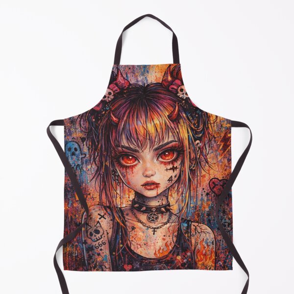 Item preview, Gothic Graffiti Devil Girl - Punk Rock Alternative Anime Street Art designed and sold by myforestfog.
