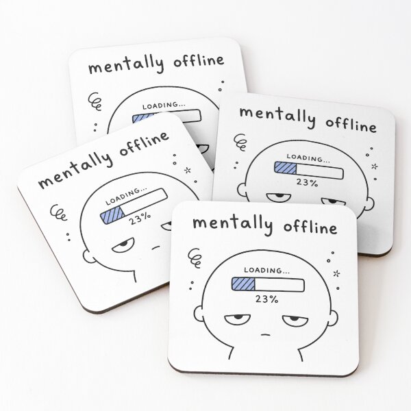 Artikelvorschau, Mentally Offline – Cute Tired Loading Mood Cartoon entworfen und verkauft von moodoodle.design.