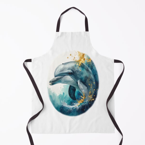 Item preview, Ethereal dolphin watercolor portrait side profile teal ocean art designed and sold by icemanphotos.