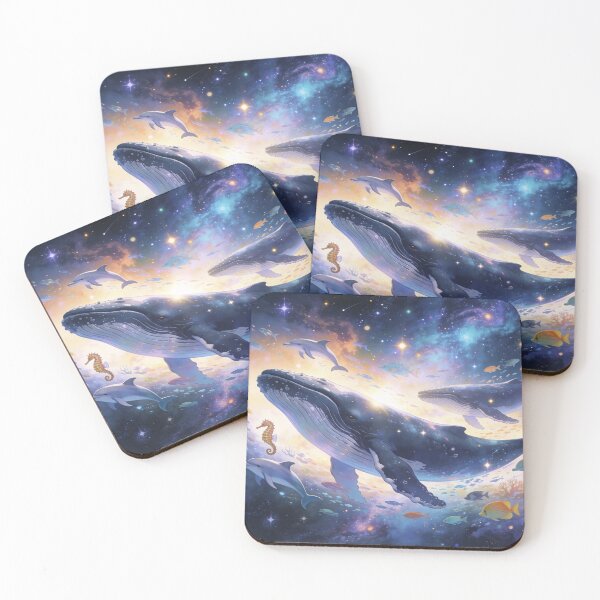 Item preview, Whales & Sea Life in the Cosmos, Lively Cosmic Ocean Wall Art Print designed and sold by BlareBlare.