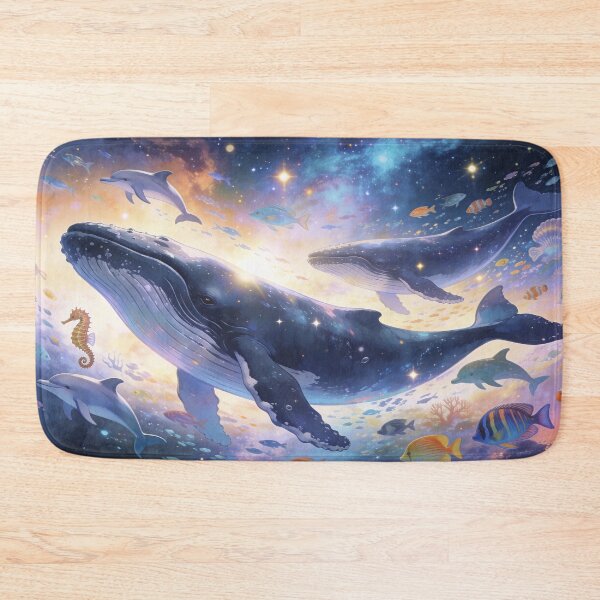 Item preview, Whales & Sea Life in the Cosmos, Lively Cosmic Ocean Wall Art Print designed and sold by BlareBlare.