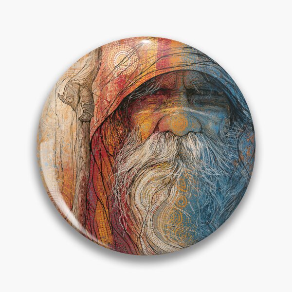 Item preview, Dot Art - Wise elder with a carved walking stick designed and sold by Made-by-Gus.