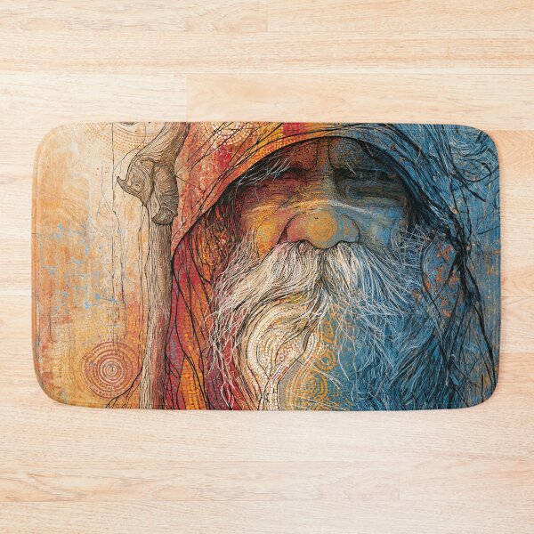 Item preview, Dot Art - Wise elder with a carved walking stick designed and sold by Made-by-Gus.