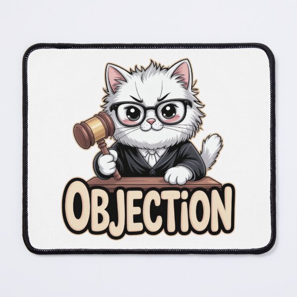Item preview, An angry lawyer cat raises an objection in the case. designed and sold by Wennity.