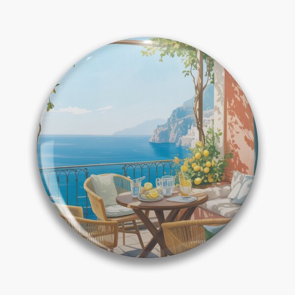 Item preview, Amalfi Coast Lemon Café Art – Mediterranean Summer Travel Poster designed and sold by Tamas Das.