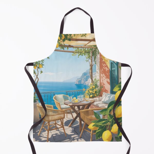Item preview, Amalfi Coast Lemon Café Art – Mediterranean Summer Travel Poster designed and sold by Tamas Das.