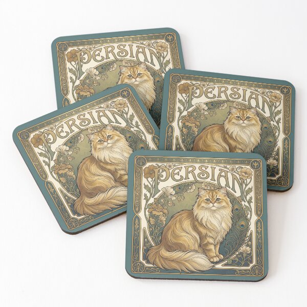 Item preview, Persian Cat Art Nouveau – Elegant Vintage Cat Art designed and sold by Comfort-shirt.