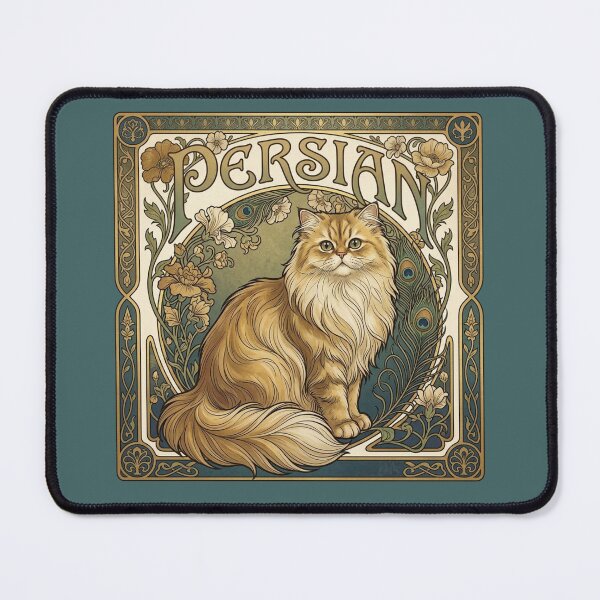 Item preview, Persian Cat Art Nouveau – Elegant Vintage Cat Art designed and sold by Comfort-shirt.