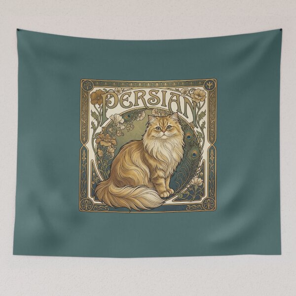 Item preview, Persian Cat Art Nouveau – Elegant Vintage Cat Art designed and sold by Comfort-shirt.