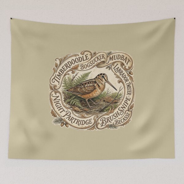 Item preview, American Woodcock - Vintage Illustration with Nicknames designed and sold by Comfort-shirt.