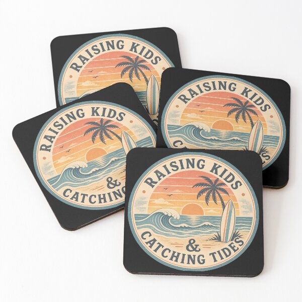 Item preview, Vintage Raising Kids Catching Tides Surf Beach T-Shirt Retro Sunset Wave Design designed and sold by FestivityFinds.