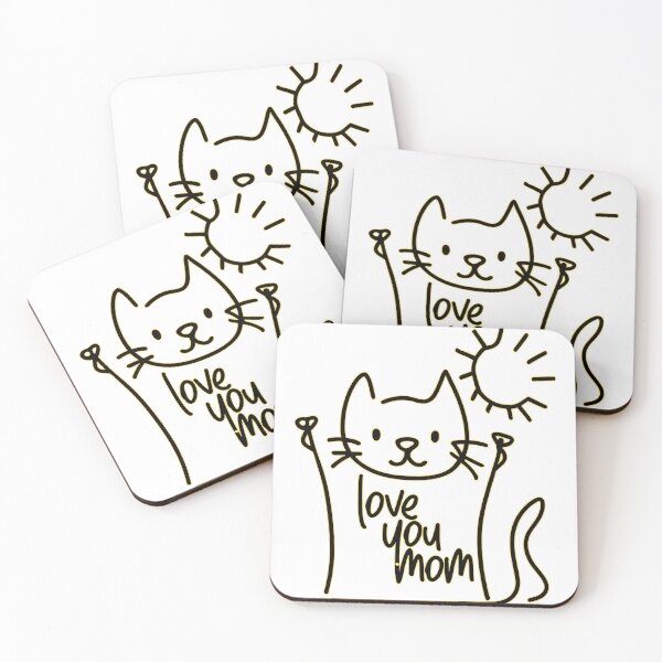 Item preview, Love You Mom Minimalist Gold Line Art Cat and Sun Design designed and sold by DesignArtist.ia.