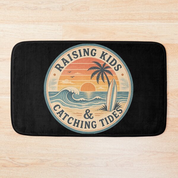 Item preview, Vintage Raising Kids Catching Tides Surf Sticker Retro Sunset Wave Beach designed and sold by FestivityFinds.