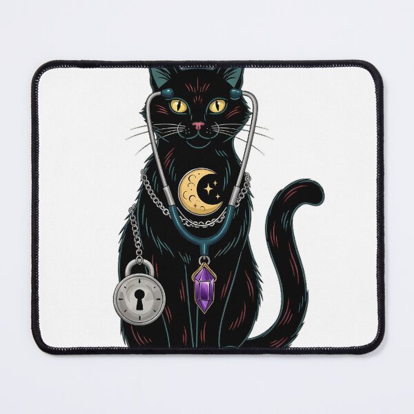 Item preview, Amethyst Crystal Black Cat Stethoscope Moon Locket Gift designed and sold by IllumeInk.