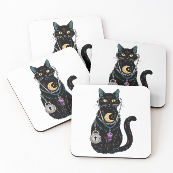 Item preview, Amethyst Crystal Black Cat Stethoscope Moon Locket Gift designed and sold by IllumeInk.