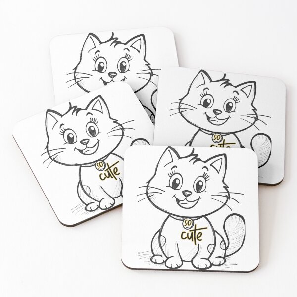 Item preview, So Cute Adorable Chalkboard Kitten Sketch White Line Art Cat Design designed and sold by DesignArtist.ia.