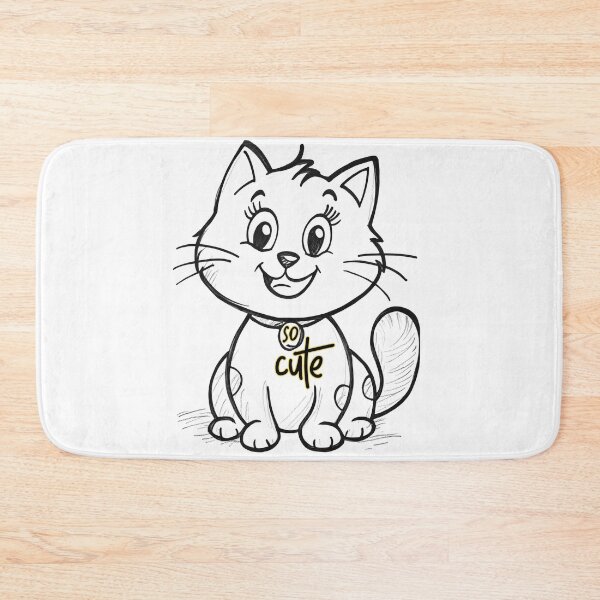 Item preview, So Cute Adorable Chalkboard Kitten Sketch White Line Art Cat Design designed and sold by DesignArtist.ia.
