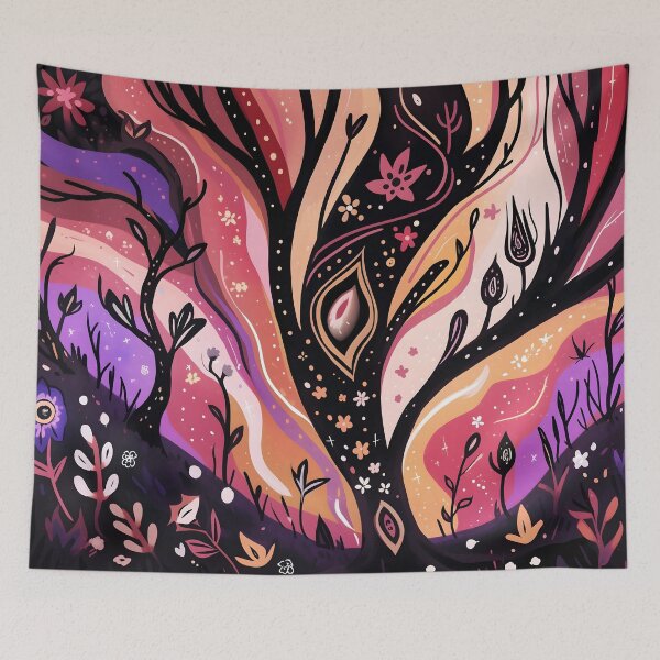 Item preview, Whimsical Magical Forest Glowing Night Illustration designed and sold by LuminousFoundry.