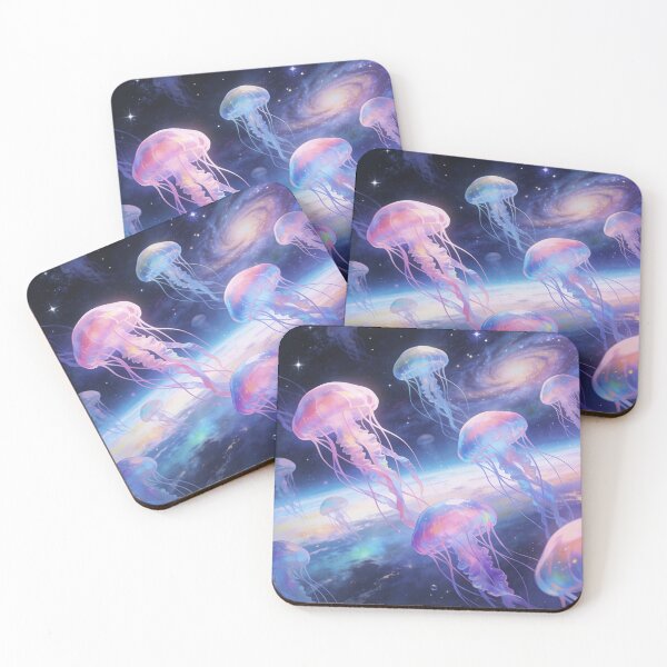 Item preview, Glowing Jellyfish School in Universe, Dreamy Celestial Ocean Artwork designed and sold by BlareBlare.