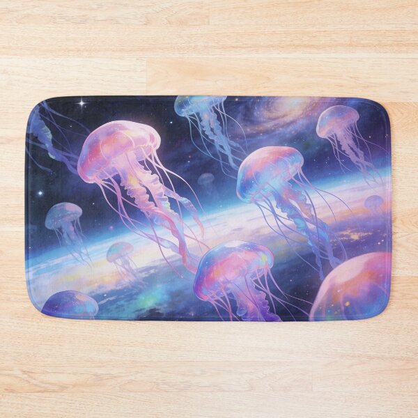Item preview, Glowing Jellyfish School in Universe, Dreamy Celestial Ocean Artwork designed and sold by BlareBlare.