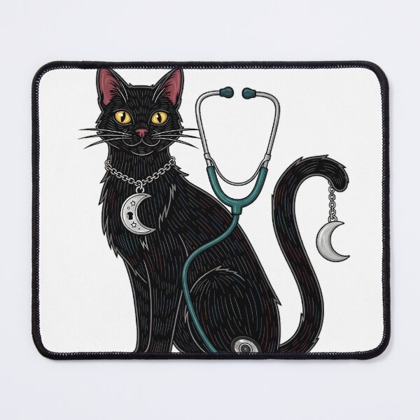 Item preview, Black Cat Stethoscope Moon Locket Gift designed and sold by IllumeInk.