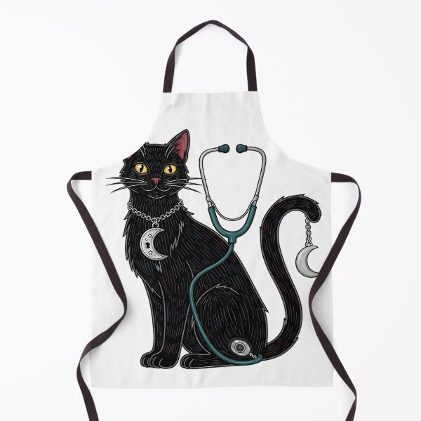 Item preview, Black Cat Stethoscope Moon Locket Gift designed and sold by IllumeInk.