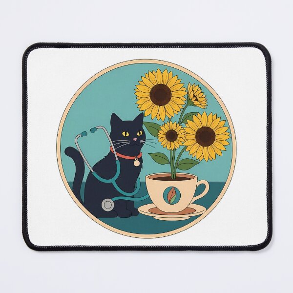 Item preview, Sunflower Ribbon Black Cat Stethoscope Coffee Cup Gift designed and sold by pumsquare.