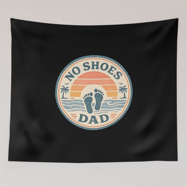 Item preview, Vintage No Shoes Dad Barefoot Beach Sunset Sticker Retro Ocean Waves designed and sold by FestivityFinds.