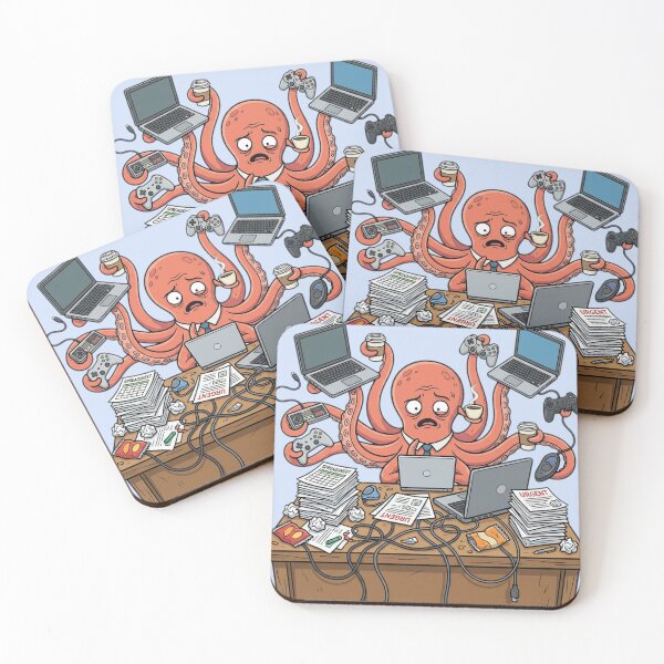 Item preview, Overworked Office Gamer Octopus designed and sold by ChaosNest.