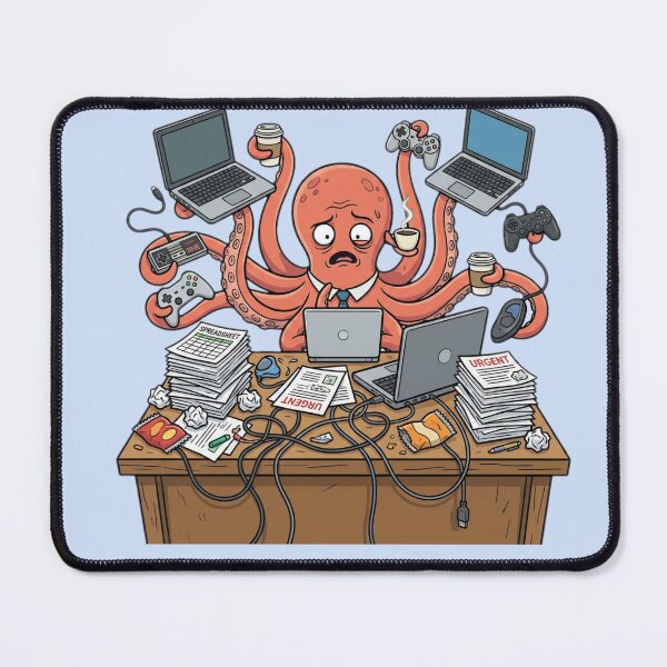 Item preview, Overworked Office Gamer Octopus designed and sold by ChaosNest.