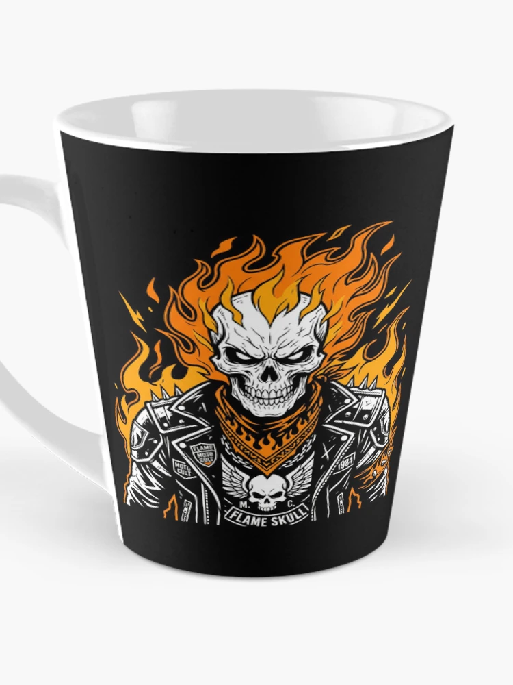 Thumbnail 3 of 4, Coffee Mug, Ghost Rider Style Skull designed and sold by Stickersdevelop.