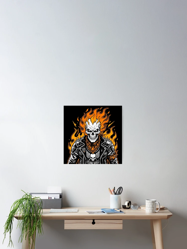 Thumbnail 2 of 3, Poster, Ghost Rider Style Skull designed and sold by Stickersdevelop.
